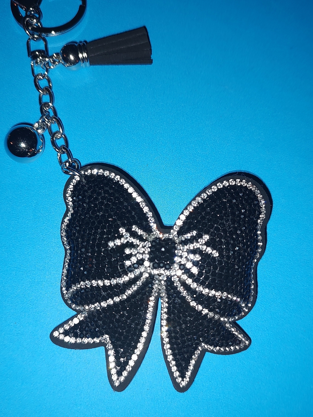 New! Rhinestone Black Bow Keychain/ Bag Charm